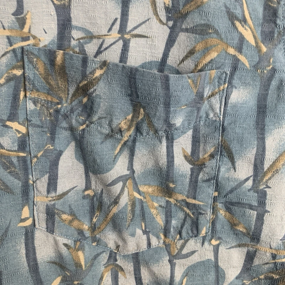 Гавайская мужская рубашка очень большой моющийся шелк зеленый бамбук лес петля воротник - Изображение 3 из 4