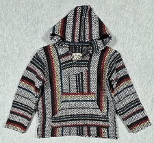 Baja Joe Pullover Hoodie Unisex XS Jacket Gray Red Yellow Mexican Poncho Boho