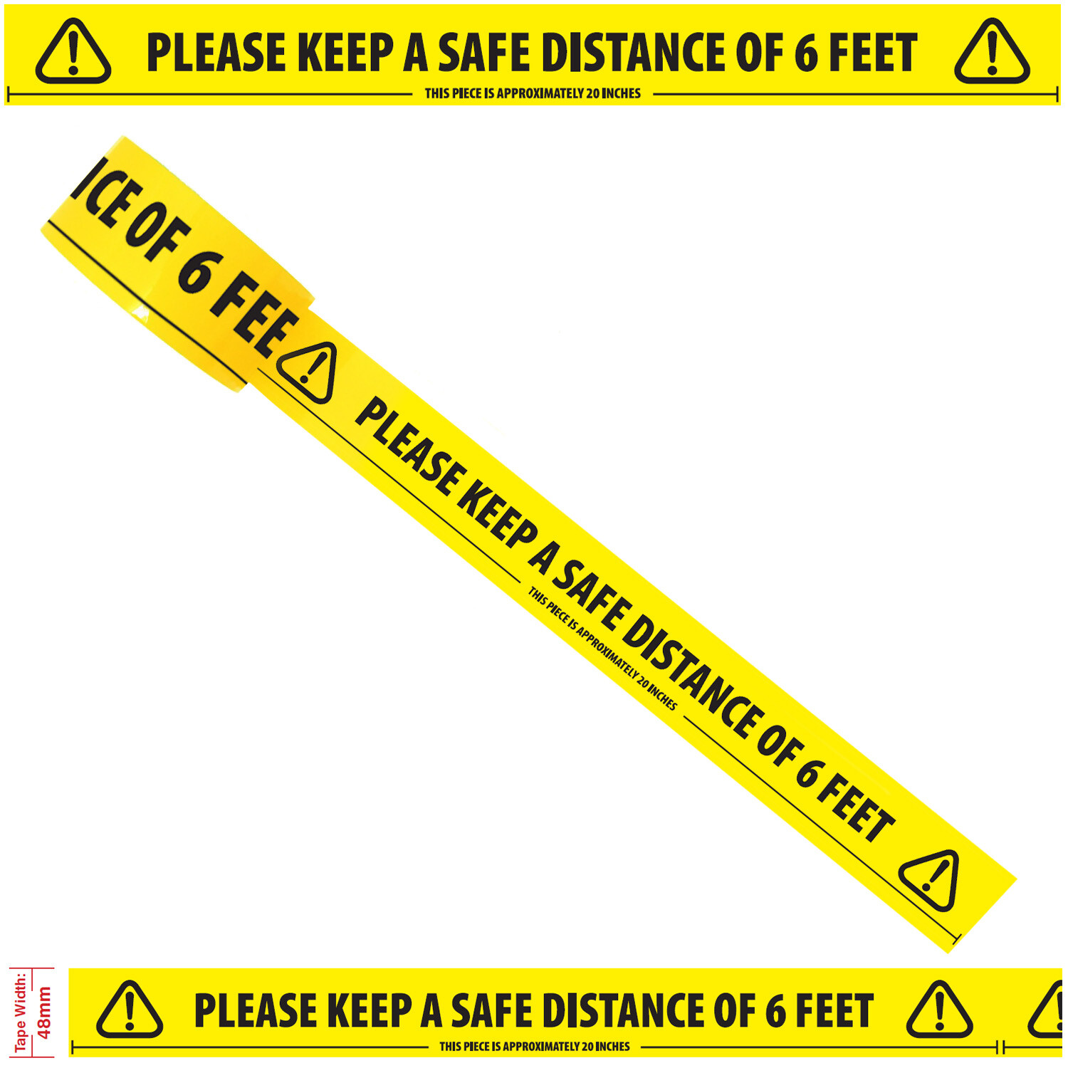 Please Keep a Safe Distance of 6 Feet - Floor Marking Tape (2"" / 50mm x 33m)