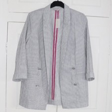 Nutmeg Blazer Jacket Size Uk 12 Women’s Striped Grey Mix New With Tags Bnwt