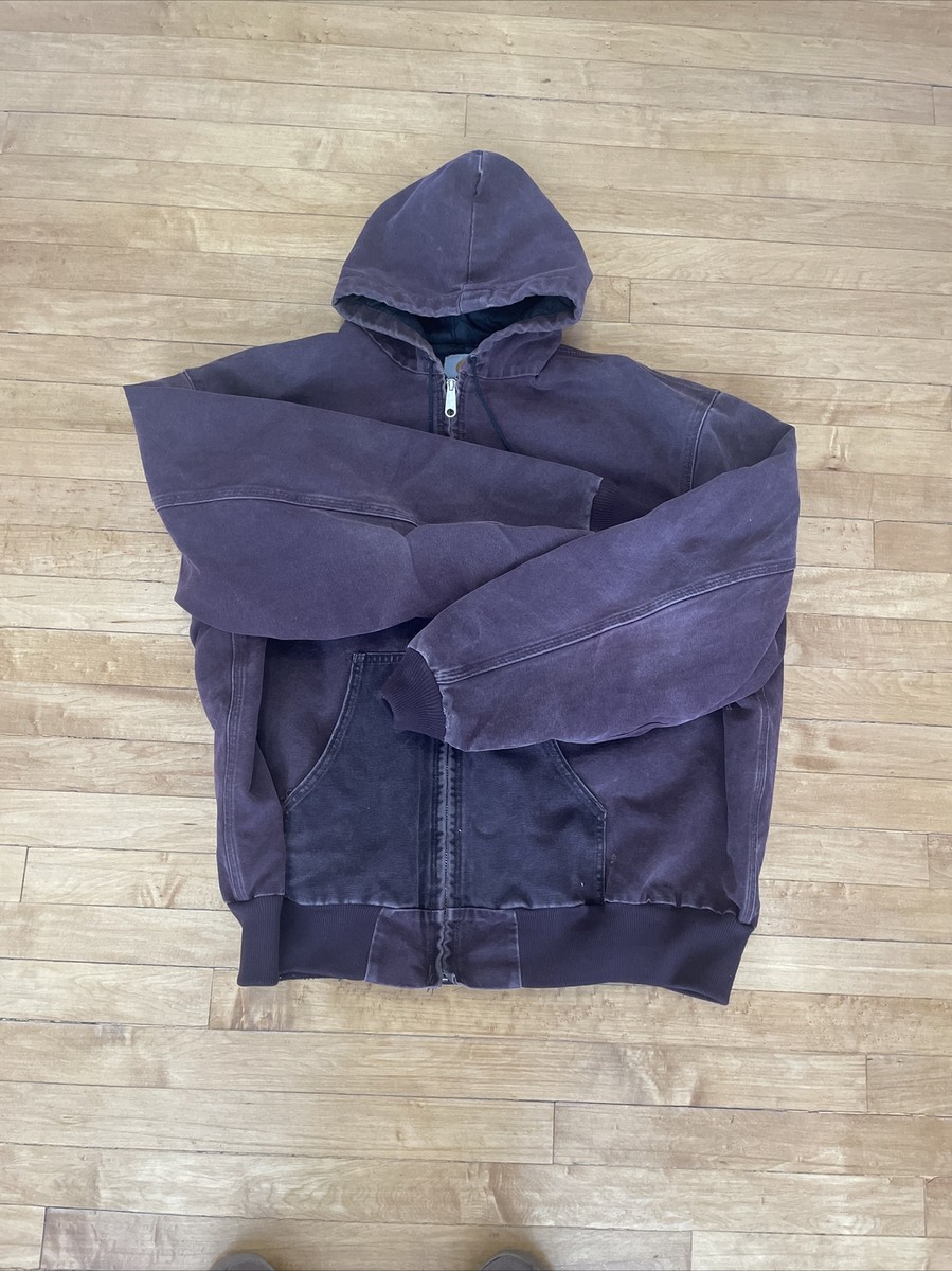 Vintage Carhartt Active Jacket J06 BRG XXXL Hooded Plum Purple