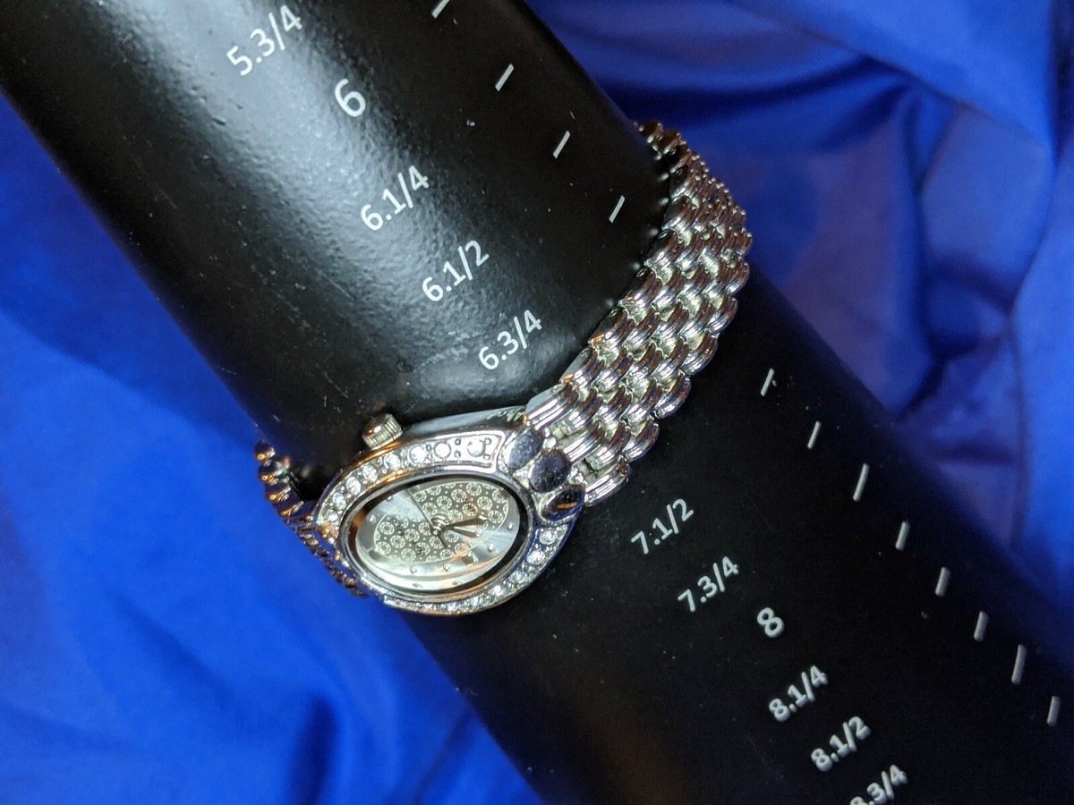 NEW BATTERY Jean Marc Gemstone Bracelet Watch Gold Tone Statement Adjustable Jean Marc Gemstone Bracelet Watch Gold Tone Statement  main image 3