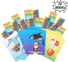 72 Kids Colouring Books & 18 Boxes of Crayons, Children Party Bag Fillers Kids