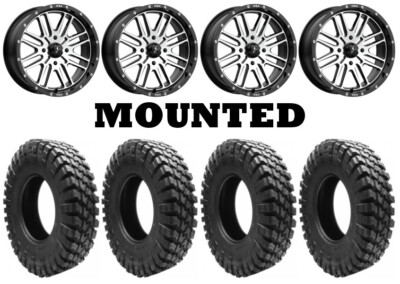 Kit 4 Quadboss QBT808 Tires 27x10-14 on MSA M38 Brute Machined Wheels 550