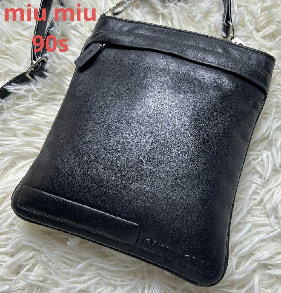MIU MIU Archive Shoulder bag Sacoche Leather Black 90s MIU MIU Archive Shoulder bag Sacoche Leather Black 90s