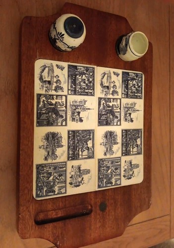 Vintage Delft Tile CHEESE BOARD, Incl Salt&mustard