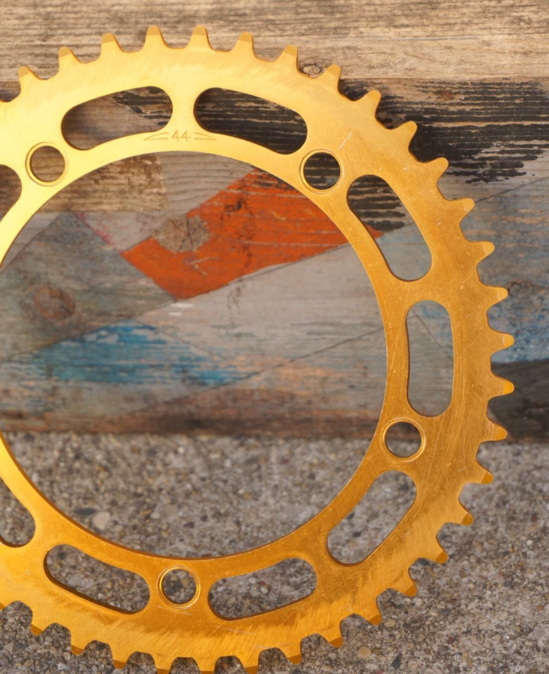Plato Takagi de colección 44T 130 BCD dorado Old School BMX GT Hutch Mongoose años 80 Foto 2 de 4