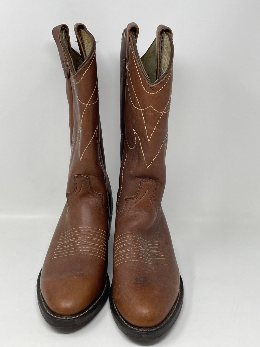 Cowboy Boots Brown Leather Size 7.5 Mens Oil Chemical  display picture 3