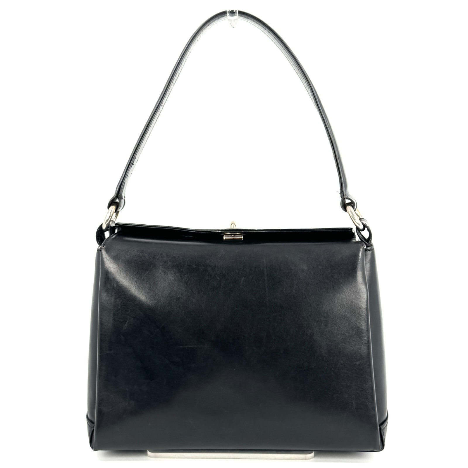 GUCCI Black Leather Turn Lock Handbag Authentic Luxury