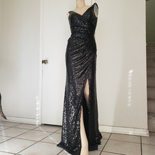 Dancing Queen Black Sequin Long  prom Dress Xs pageant Haute Couture Jovani
