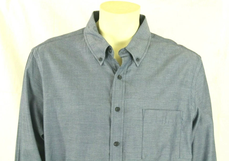 Club Room Men's Blue Slim Fit Herringbone Dress Shirt Size 2XL Retail $49 - Image 3 of 4