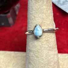 Sterling silver stackable ring size 9 Larimar