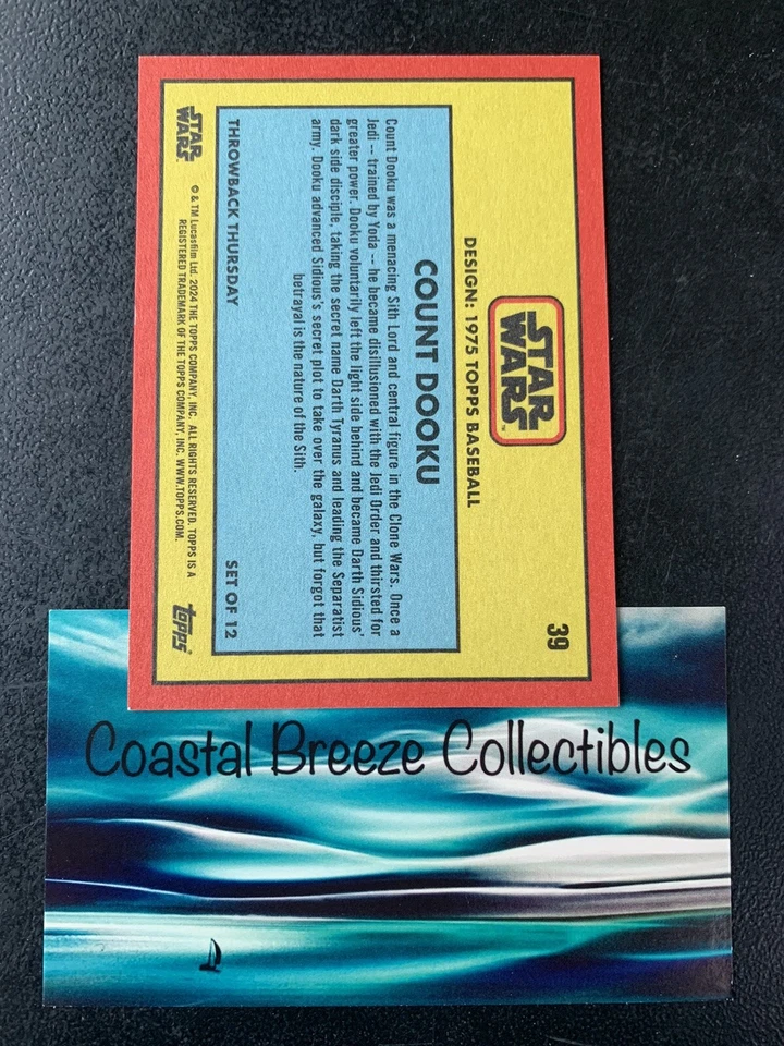 2024 TOPPS Throwback Thursday Star Wars #39 COUNT DOOKU Bronze Parallel 9/10 - Image 2 of 3