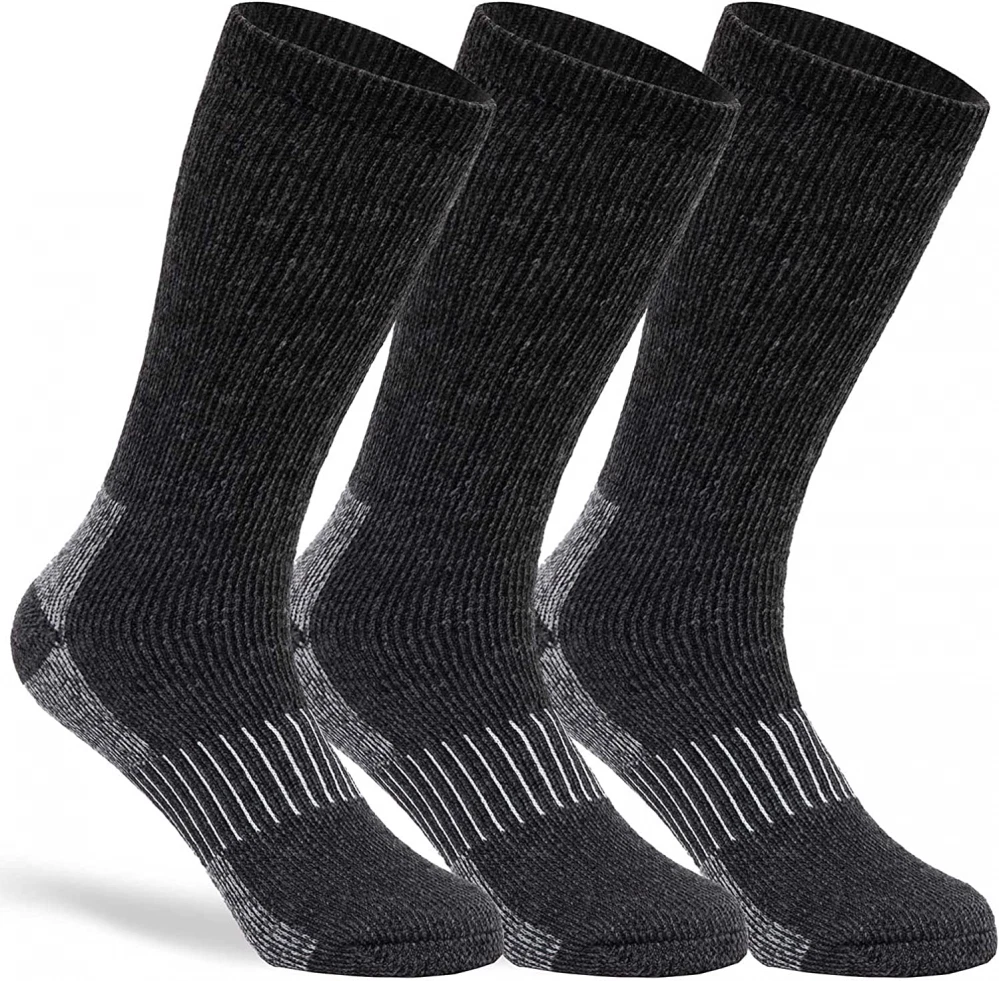 Merino Wool Socks Casual Warm for Medium-Large, A9-black (3 Pairs)