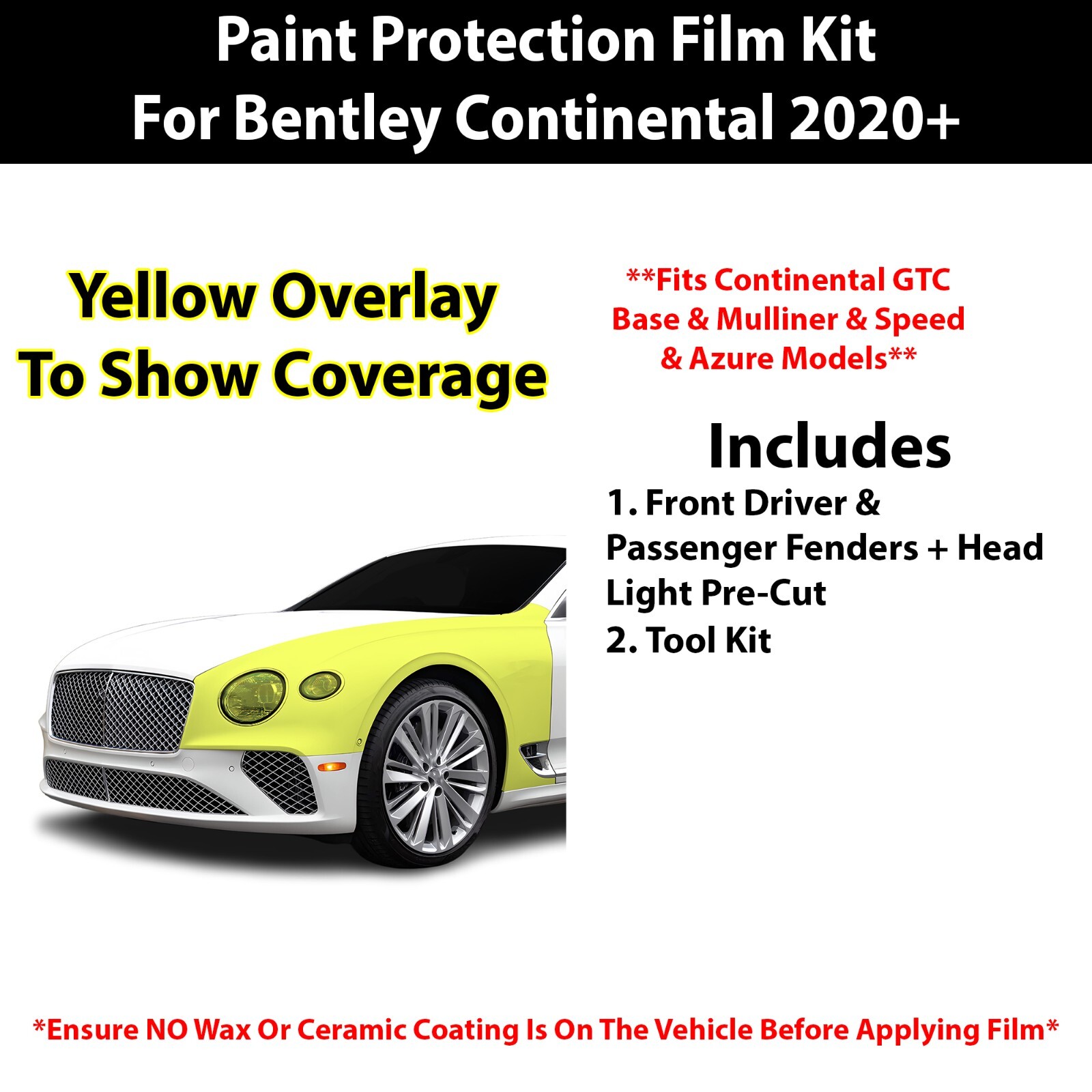 Pre Cut Paint Protection Film Clear Bra PPF Kit for Bentley Continental 2020+