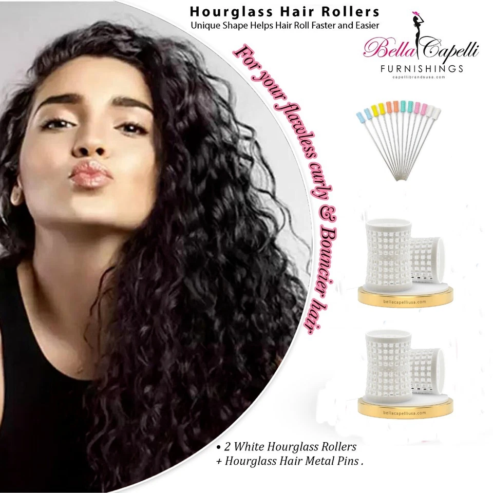 Hourglass All Hair Types Unisex Rollers-White 47mm/1.85in – Pack of 6 - Image 3 of 4