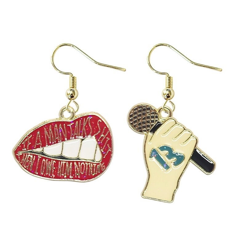 Adjustable Lip Dangle Earrings with Microphone Design for Girls Fashion