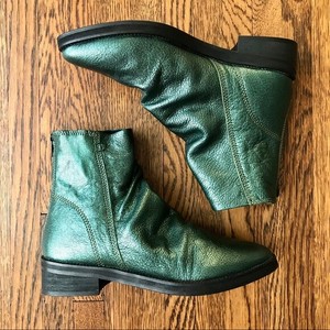 metallic green boots