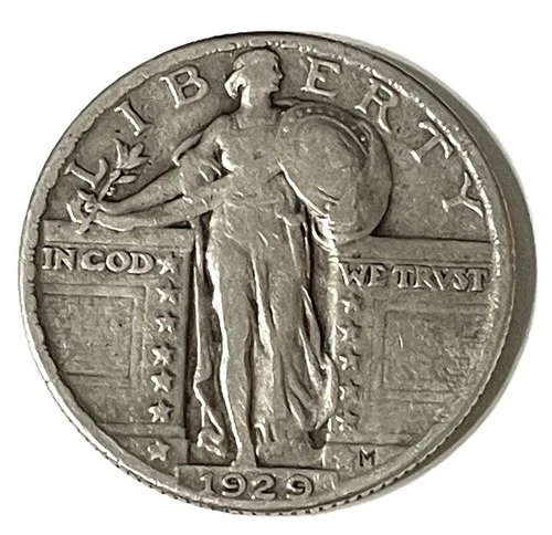 1929 Standing Liberty Quarter – Great Depression Era Silver Coin – VG/F