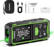 656Ft Green-Beam Bilateral Digital Laser Distance Measure 6 Units Ft/in/M