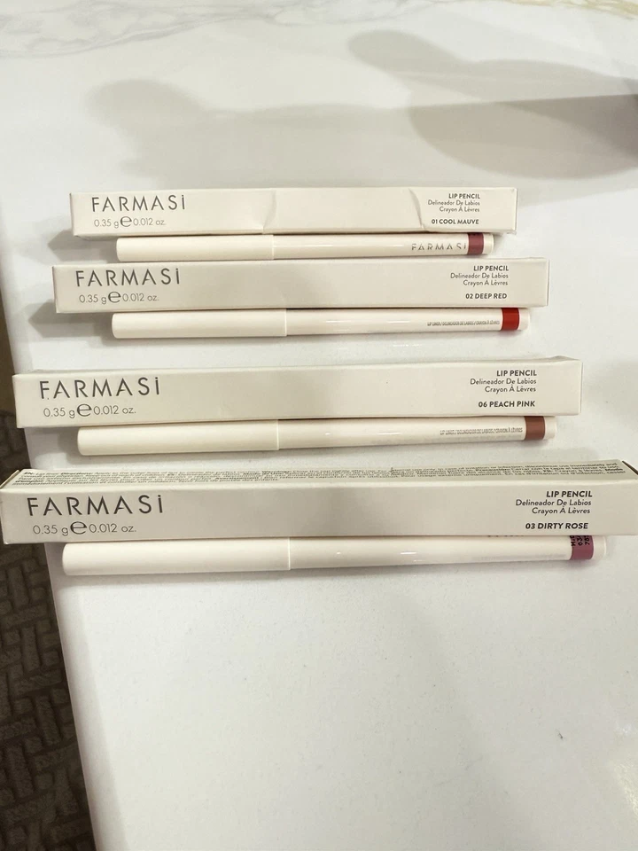 FARMASI LIP PENCIL COOL MAUVE, DEEP RED, PEACH PINK & DIRTY ROSE LOT OF 4 - Image 2 of 4