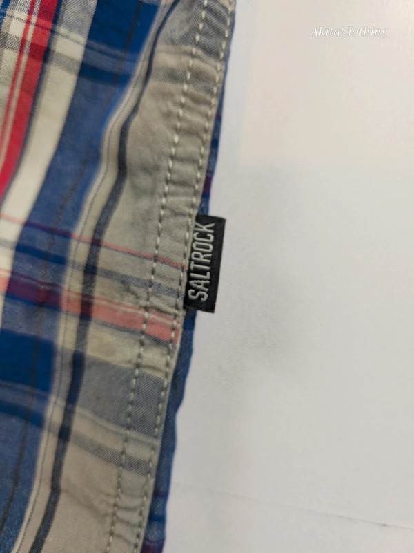 Saltrock Modern Shirt L/XL Grey Blue Red Check Cotton 362 image 8