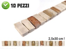 10 pezzi Fasce Mosaico Marmo 2,5x30 su rete bagno salotto pavimento rivestimento