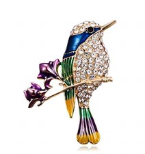 AB Rhinestone and Enamel Blue Hummingbird Brooch / Pin - 10% discount available