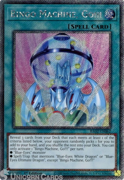 RA02-EN062 Bingo Machine, Go!!! : Platinum Secret Rare 1st Edition YuGiOh Card