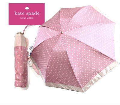 kate spade NEW YORK Plaid Folding Umbrella white pink dot pattern New from Japan