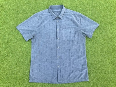 Vuori Men s Bridge Button Down Performance Short Sleeve Shirt Size XL Gray