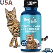 Fresh Breath Dental Support Cats Tartar Plaque Gum Relief Tablets 2.89oz New