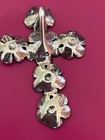 Vintage Sterling Silver Marked Cross Raised  Flower Design  Pendant — photo 3