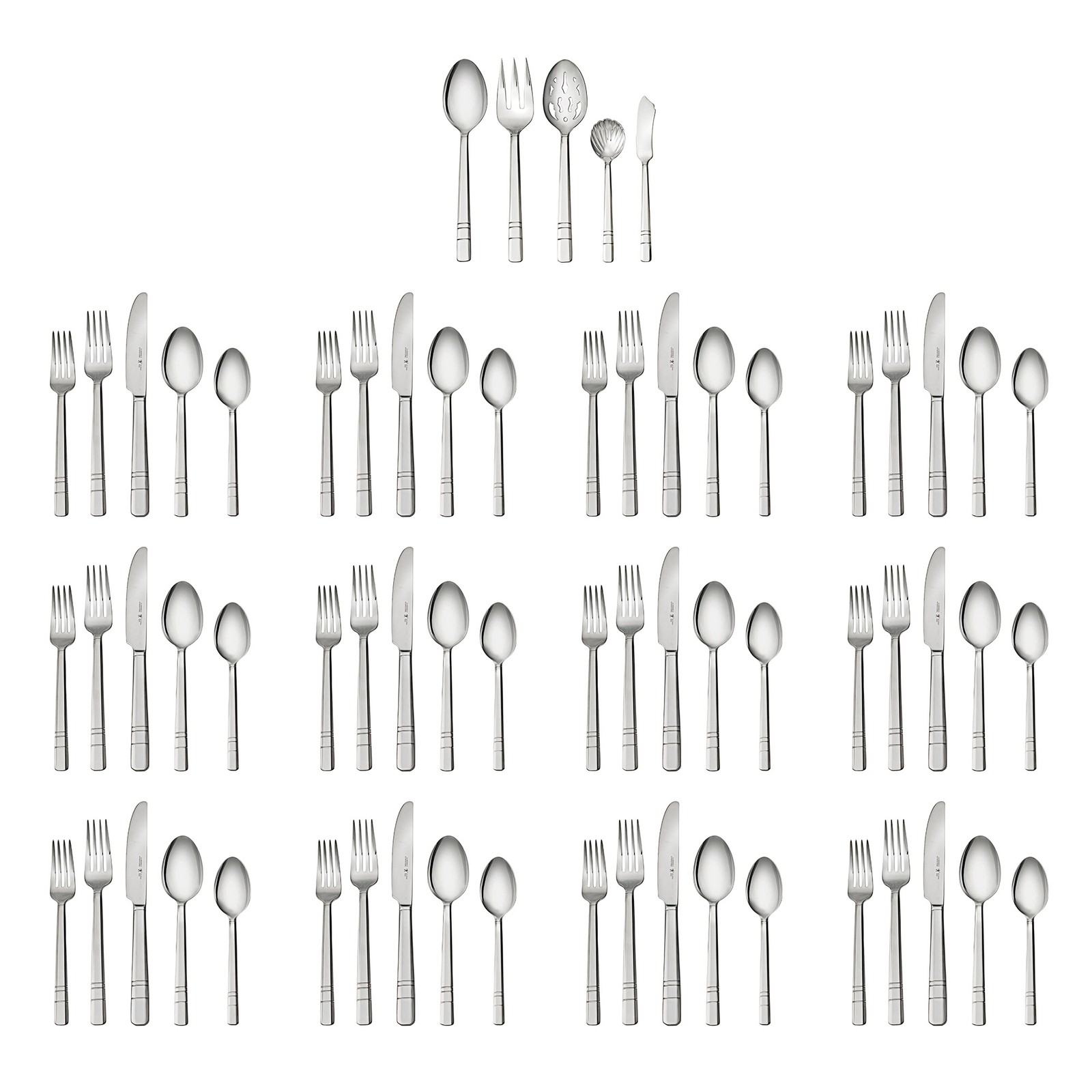 Henckels Madison Square 65-piece Flatware Set,18/10 Stainless Steel, Silver