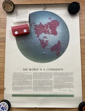 Kenneth W Thompson calendar map Flying Clipper Ships South America ca 1944 RARE