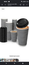 BYSNOW 16oz Black Disposable Coffee Cups w/Lids 100 Pack