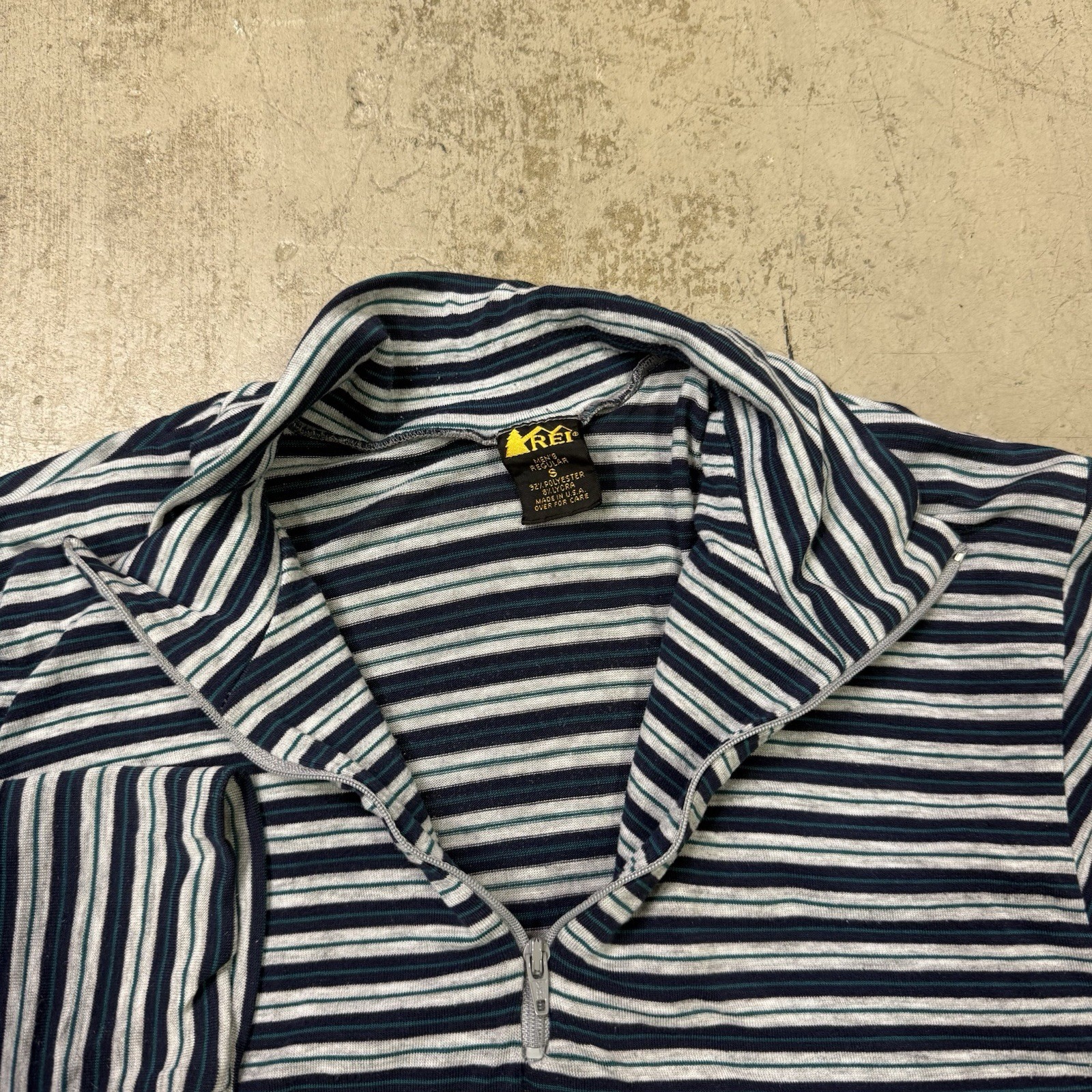 Vintage REI 1/4 Zip Base Layer Striped Shirt Mens Small Hiking Gorpcore USA Made