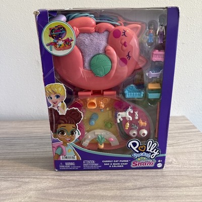 Polly Pocket Starring Shani Cuddly Cat Purse Pet Vet with 2 Micro Dolls NEW