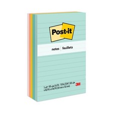 Post-it Notes Original Pads, Note Ruled, 4" x 6", 100 Sheets/Pad, 5 Pads/Pack