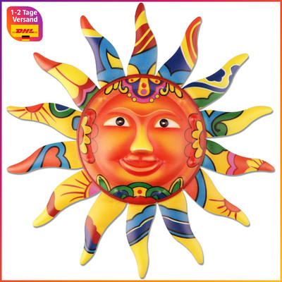 Metall Sonne Wandkunst Dekor Buntes Sonnengesicht für Wohnzimmer Schlafzimmer