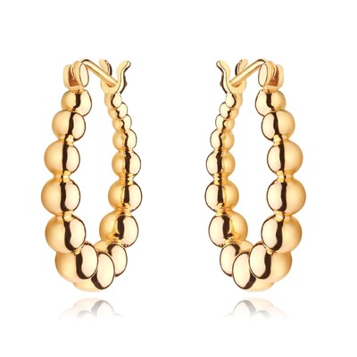 Gold Perlen Huggie Creolen für Damen 18K vergoldet zierliche Perlen Kugel Slee
