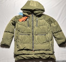 Orolay Puffer Jacket Olive Green Duck Down Filled Full Zip Kids 130 8-9 Year NWT