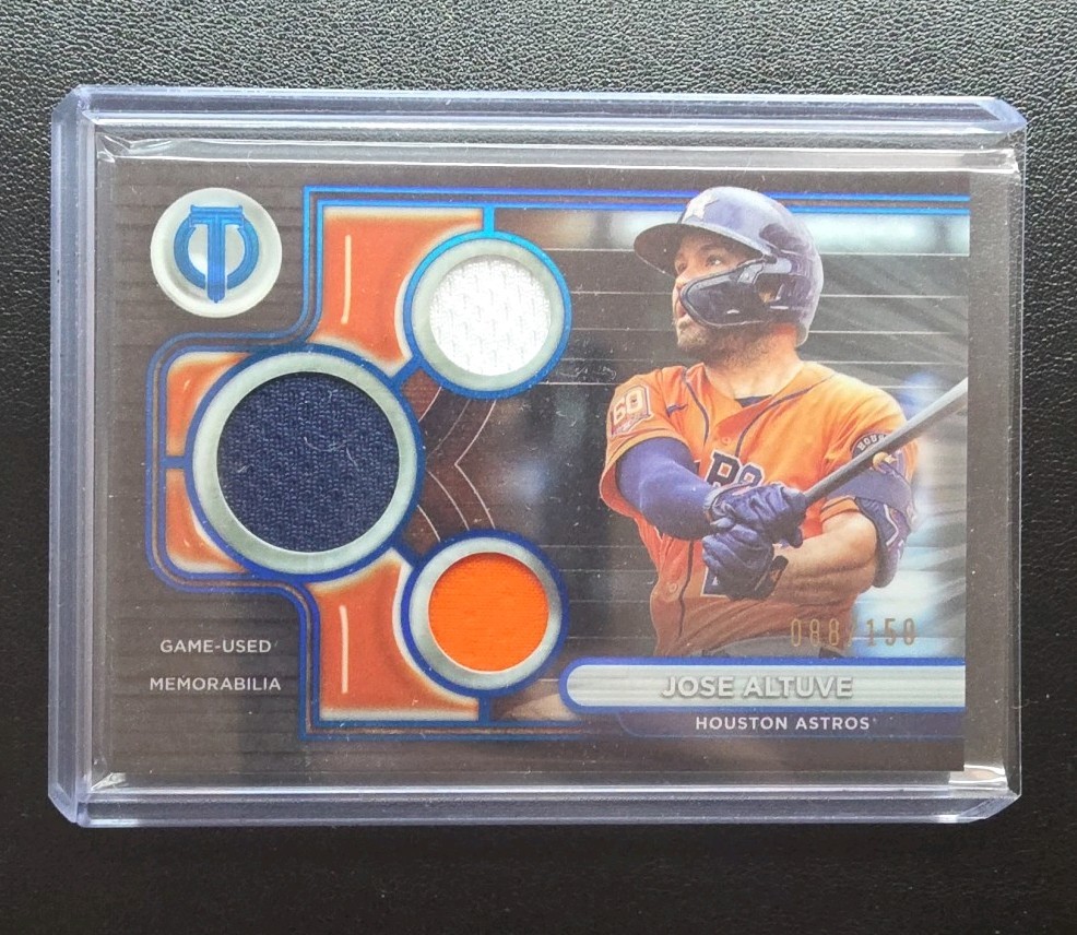 2024 Topps Tribute - Triple Relics Jose Altuve #TTR-JA Blue /150 (MEM)