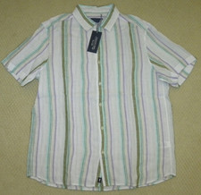 mens VINEYARD VINES striped linen short sleeve button up shirt size L NEW 98