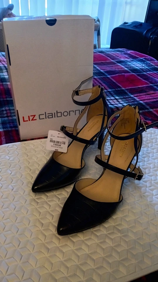 Zapatos para mujer talla 8 M Liz Claiborne LC Harvey negros espuma viscoelástica superior sintética Foto 4 de 4