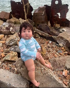 19in Lifelike Newborn Baby Boy Girl  Reborn Doll Rooted Hair Collectible DIY Toy