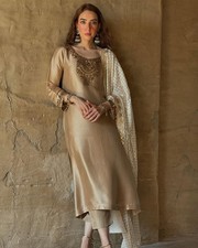 WOMEN EMBROIDERED WORK KURTI WITH PANT WITH DUPATTA FOR PARTY WEAR  OFFICE