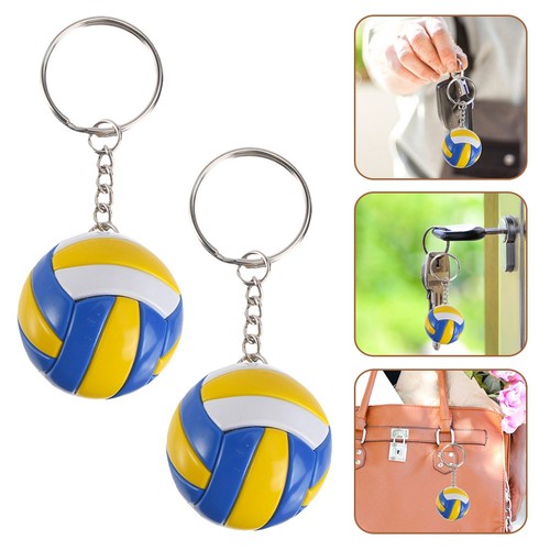 Porte-clés Volley-ball – Lot De 2, Pendentif Sport En Plastique Et Métal, Idéal Pour Sacs Et Cadeaux