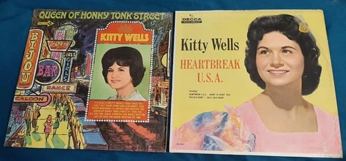 Kitty Wells 2 LP LOT Heartbreak USA DL 4141, Queen Of Honky Tonk Street 4929 ex