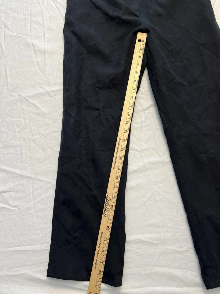 Брюки мужские Bobby Chan средние черные 100% шелк жаккардовые с цветочным рисунком прямые штанины - Изображение 2 из 4